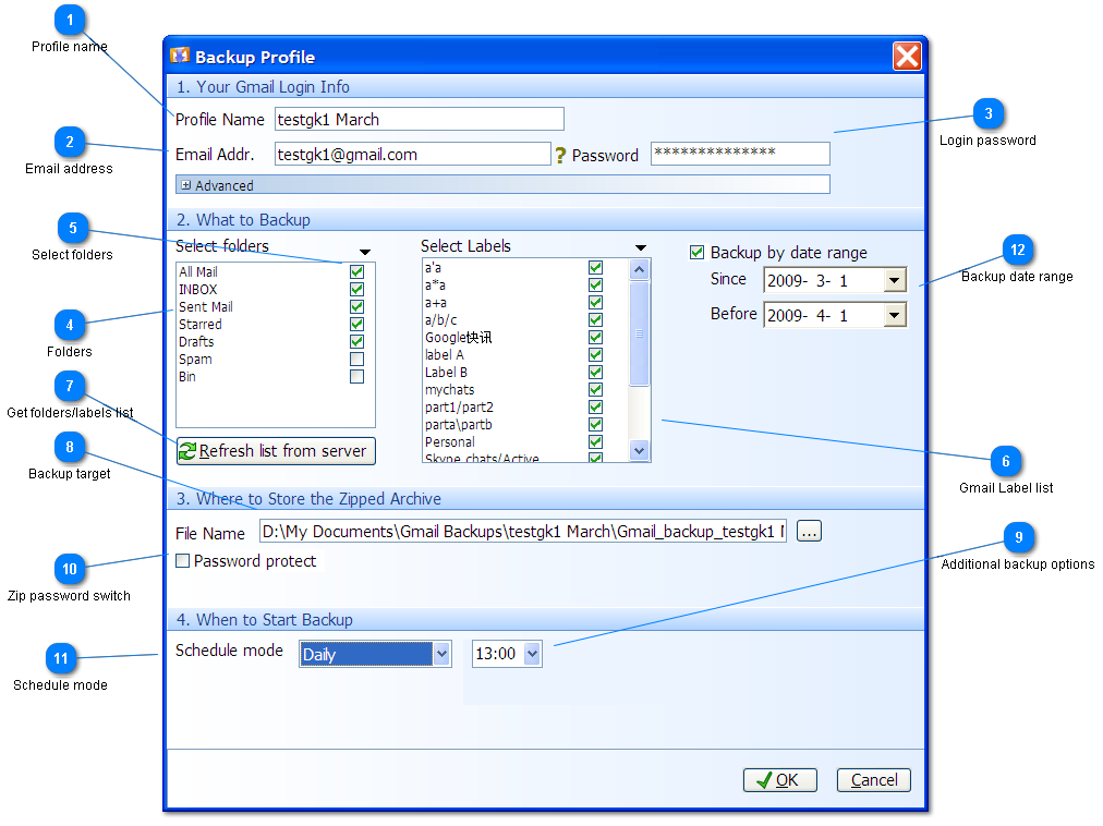 Backup Profile setup